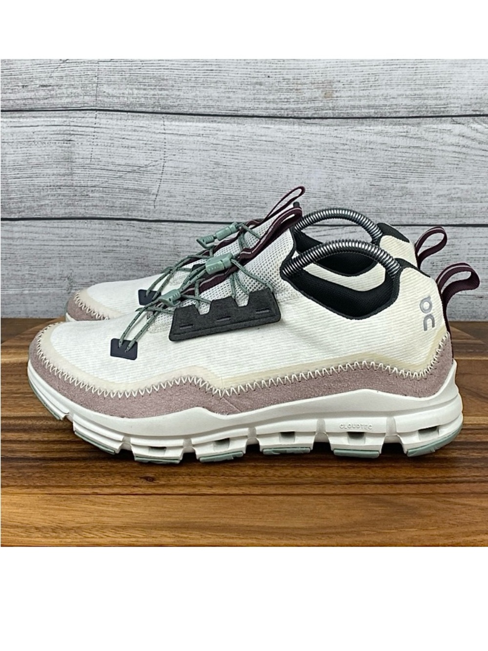 On Running Women’s Athletic Sneakers in White, Pinkish Beige & Mint